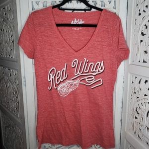 Red Wing Motorcycle Heather Red V Neck Shirt Sz L